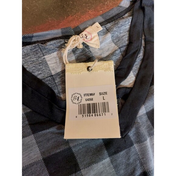 NEW Grace & Emma Womens Long Sleeve Large Top 🖤 Black Gray Plaid Pattern SZ L - Picture 8 of 8